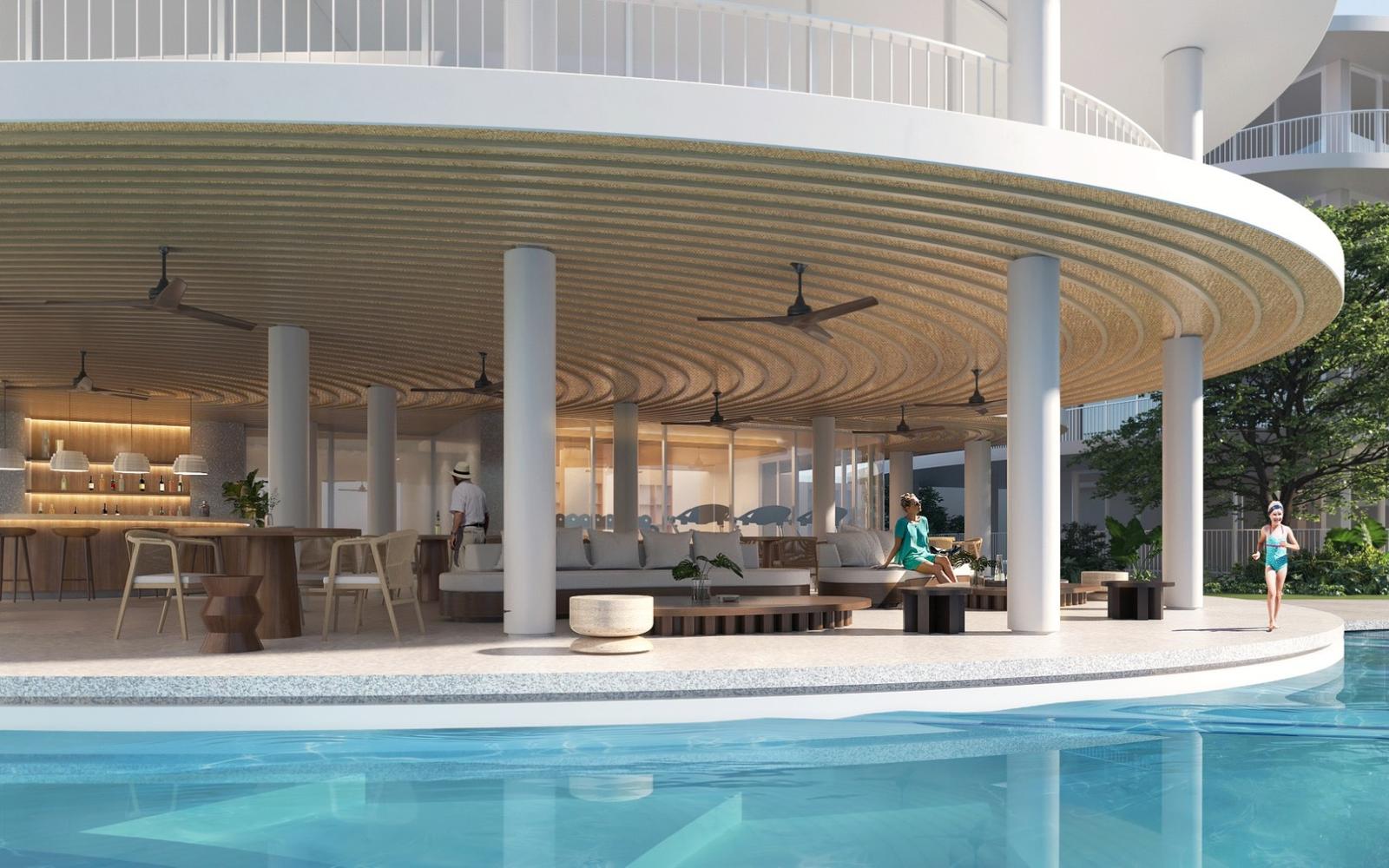 Sunken pavilion beside the lagoon pool at Coral Condo Samui